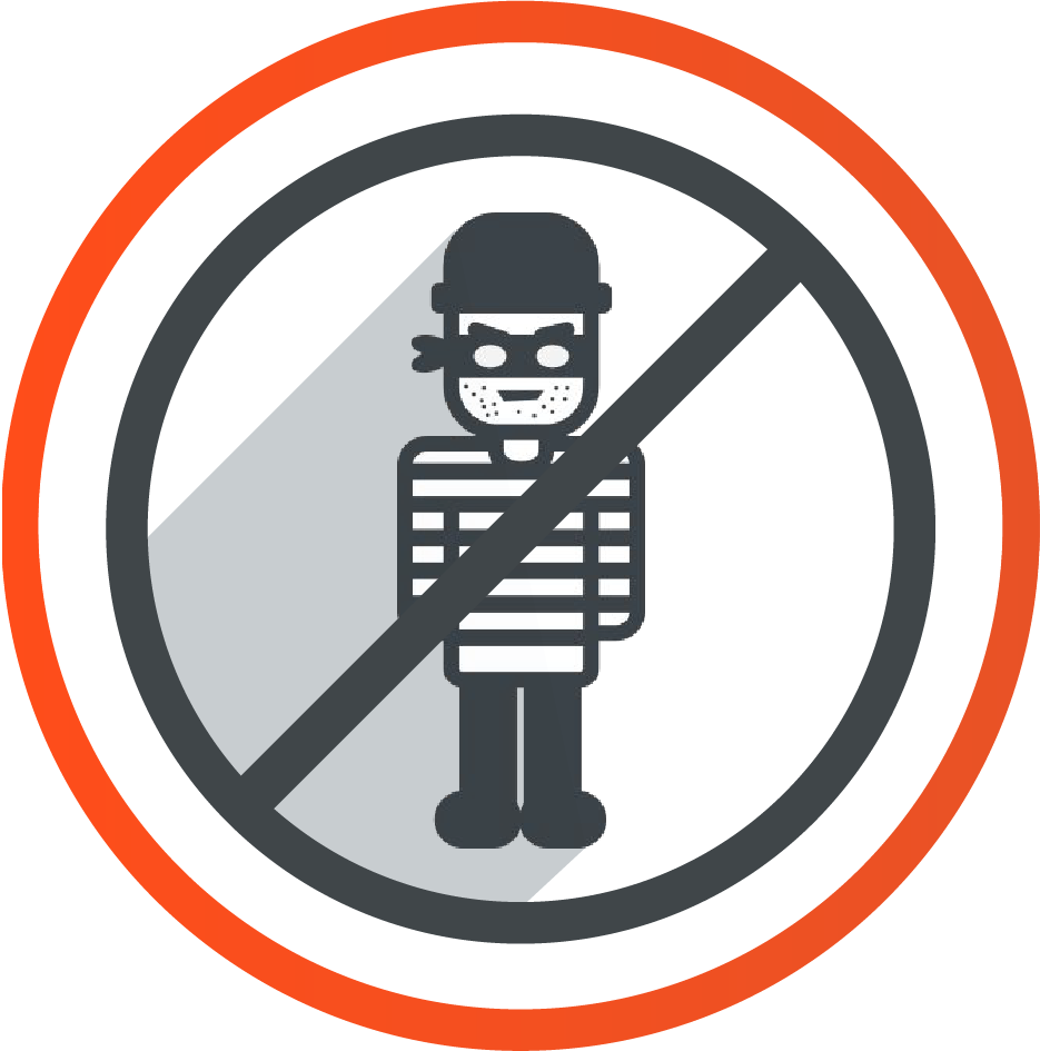 A crossed-out bandit, symbolizing fraud and risk preventing measures in payment gateway systems