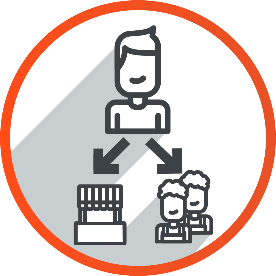 Customer making transactions with online merchants and marketplace platform owners, symbolizing multi-party payment processing in payment gateways.