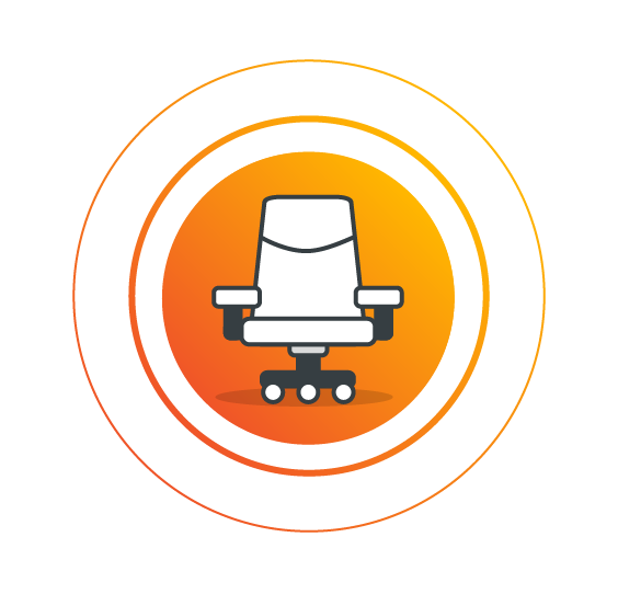 An icon showing an office chair, representing the need for good home office equipment for remote working 