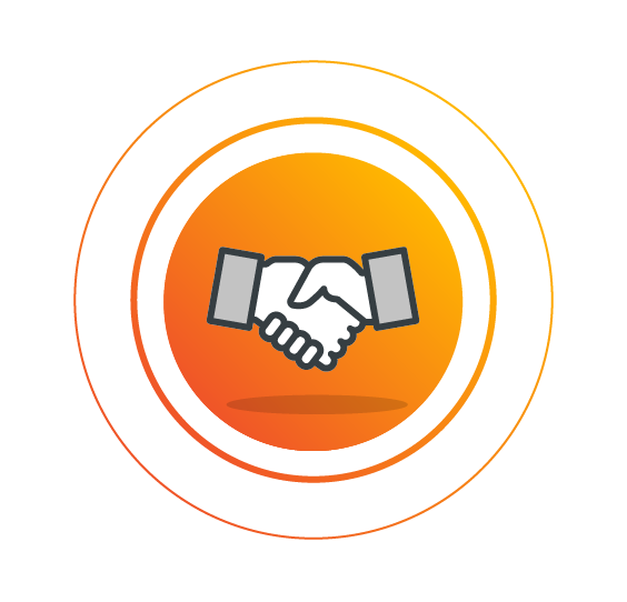 An icon showing a handshake, representing the big changes in work routines with partners and clients, once a software company settles for home office 
