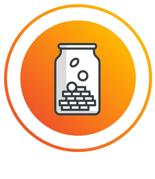 A jar of coins, representing lower costs