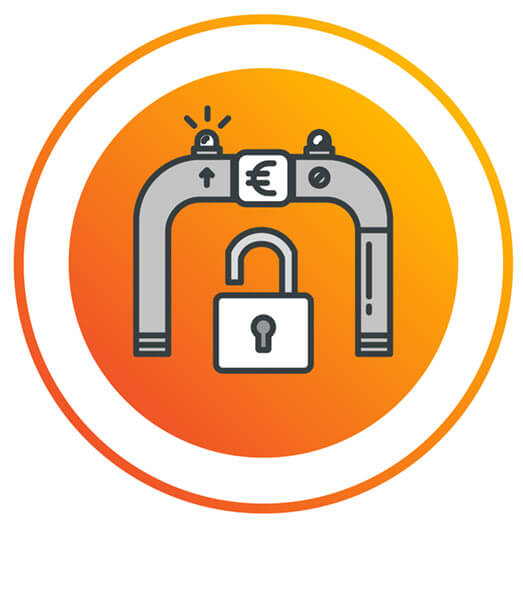 A payment gateway with an open lock, representing absence of vendor lock-in